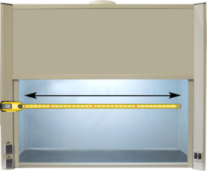 how to measure the width of a fume hood.